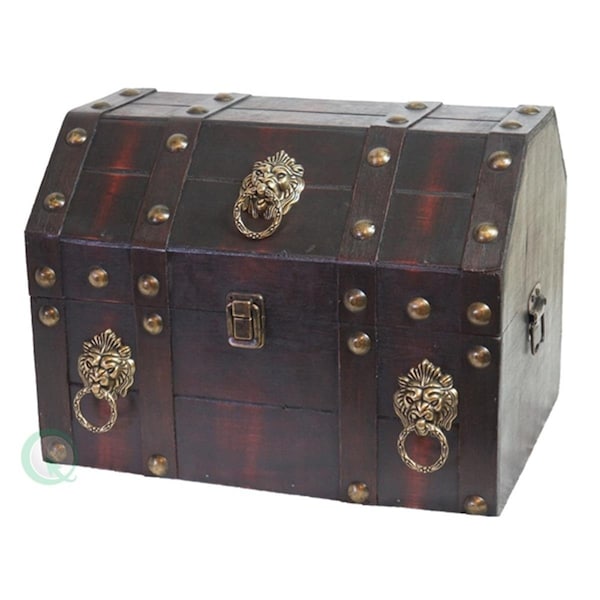Quickway Imports Quickway Imports QI003039 Antique Pirate Treasure Chest with Lion Rings QI003039 - main